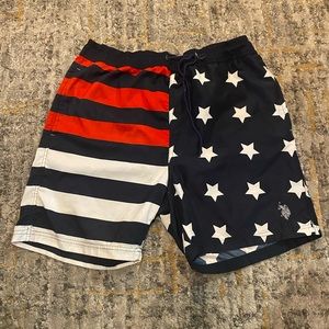 American flag boys swim trunks